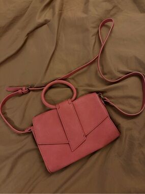 Stylish Rose Pink Crossbody Ring-Handle Bag